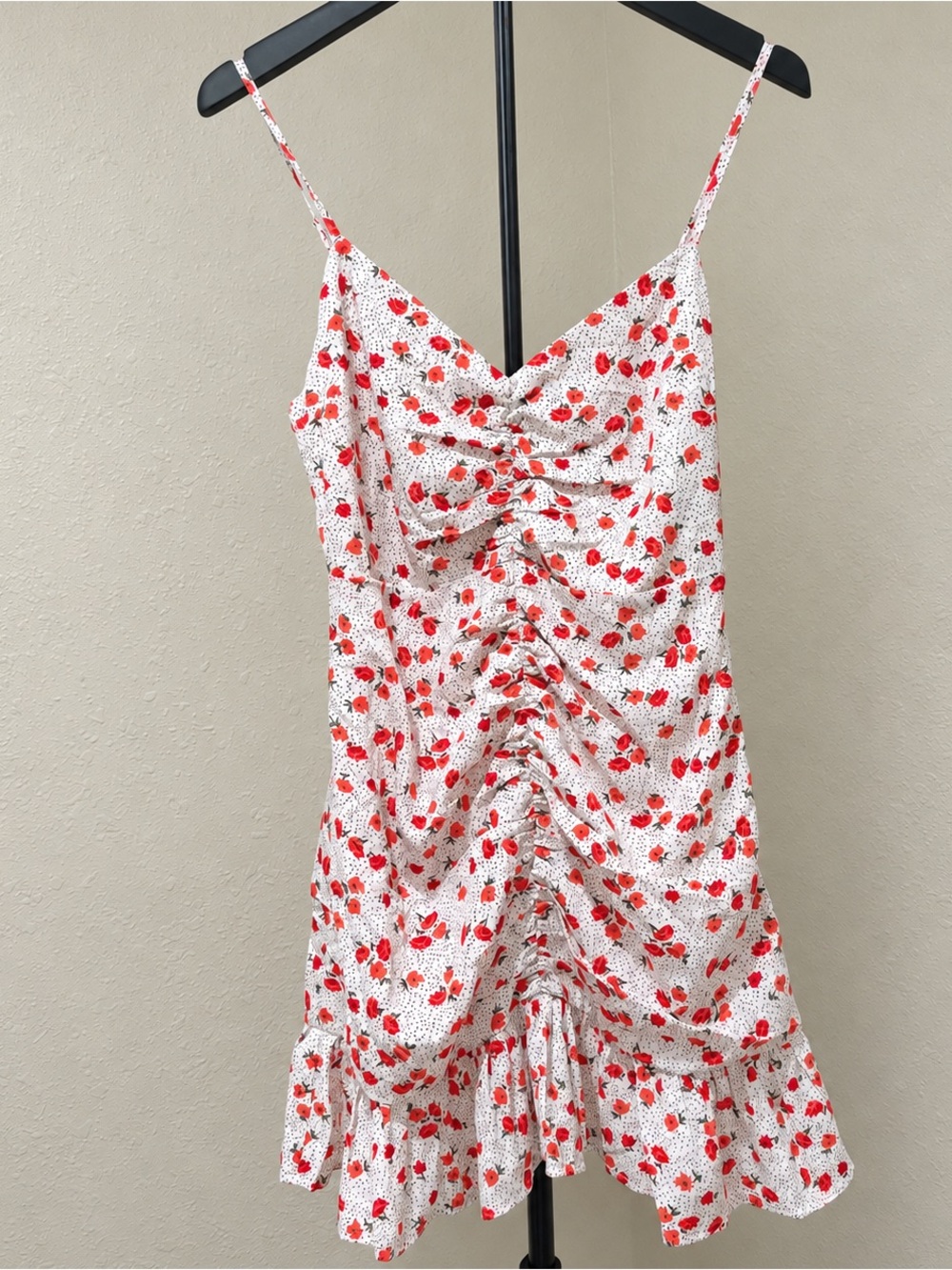 Floral Ruched Mini Dress Size M Y2K Style